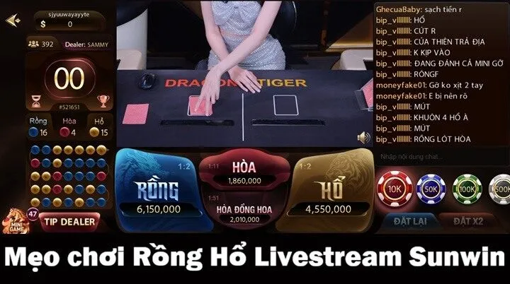 Cách thần bài phá đảo Rồng Hổ Livestream Sunwin