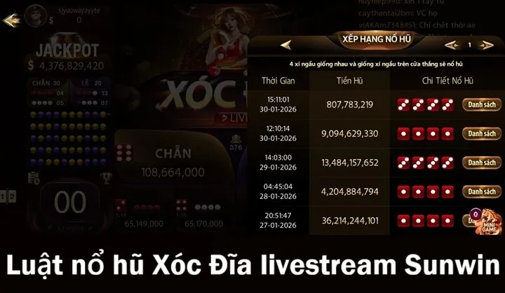 Hũ Xóc Đĩa Livestream giá trị tại Sunwin